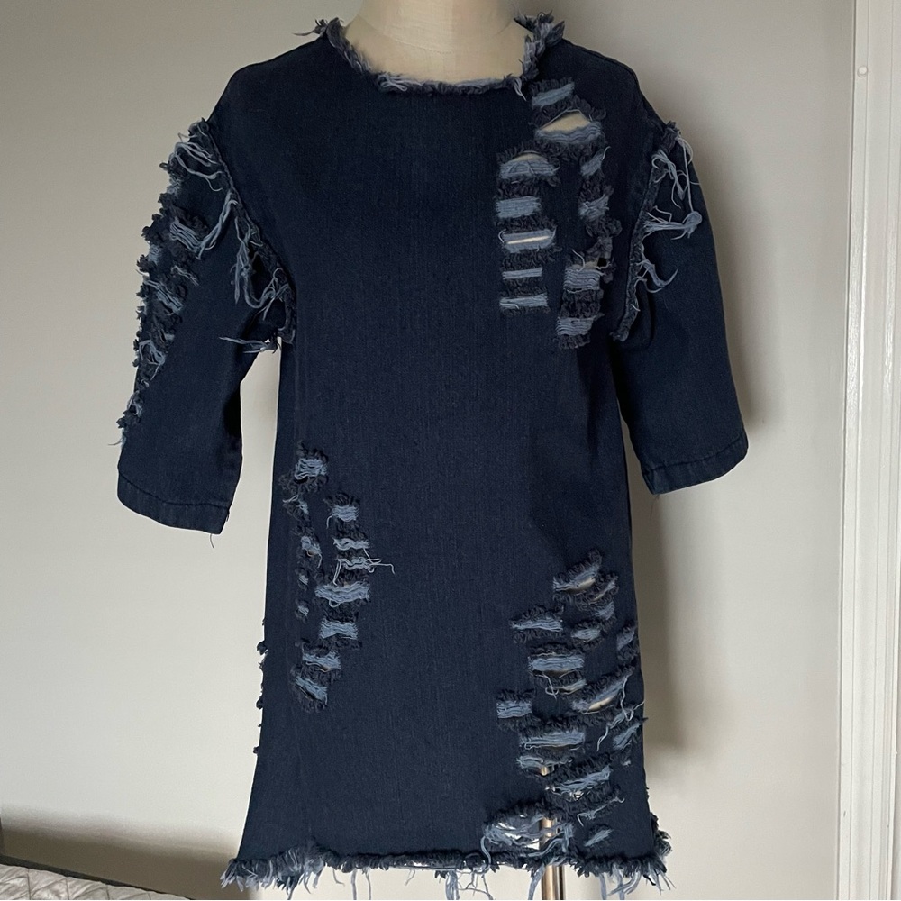 Thrill jeans distressed denim dress size M
